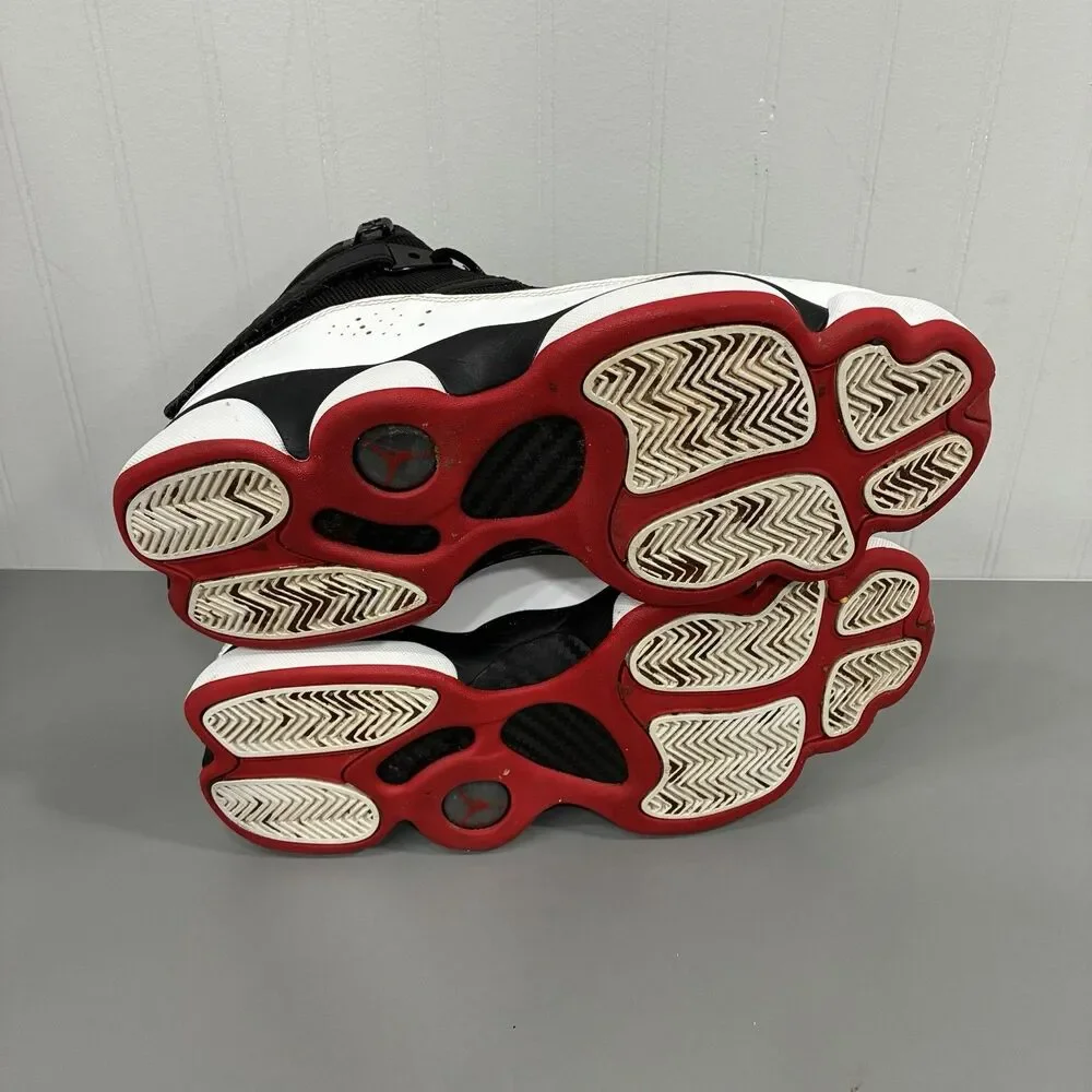 Nike Air Jordan 6 Rings Men's 10.5 Patent Bred Black Red White Shoes 322992-067